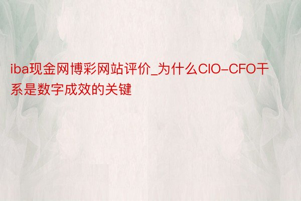 iba现金网博彩网站评价_为什么CIO-CFO干系是数字成效的关键