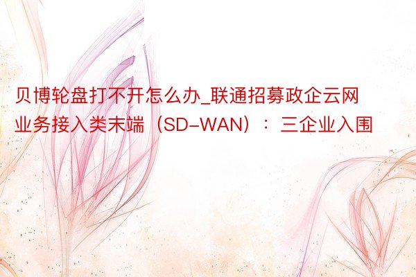 贝博轮盘打不开怎么办_联通招募政企云网业务接入类末端（SD-WAN）：三企业入围